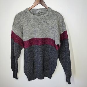 Vintage Lord & Taylor‎ Shetland Wool Sweater Color Block Knit Grandpa Size Large